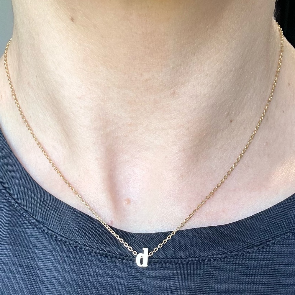 Matte Gold Petite lower case Initial Necklace "d" or "b"